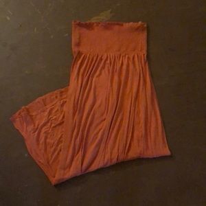 Coral strapless maxi dress